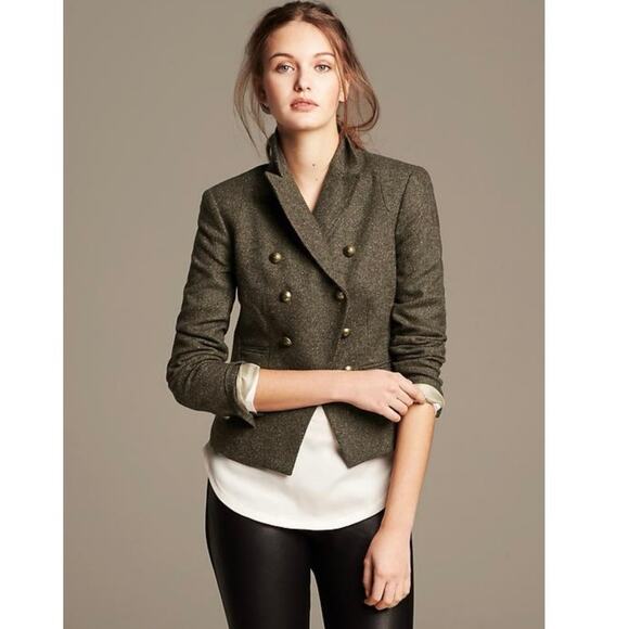 Banana Republic Blazer Jacket women's size 12 military blue gold buttons double - Picture 4 of 15